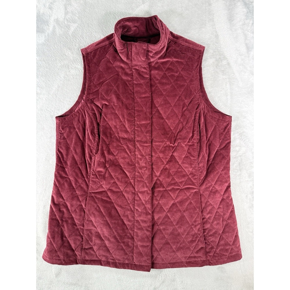 Eddie Bauer Vest Womens 1X Burgundy Quilted Full Zip